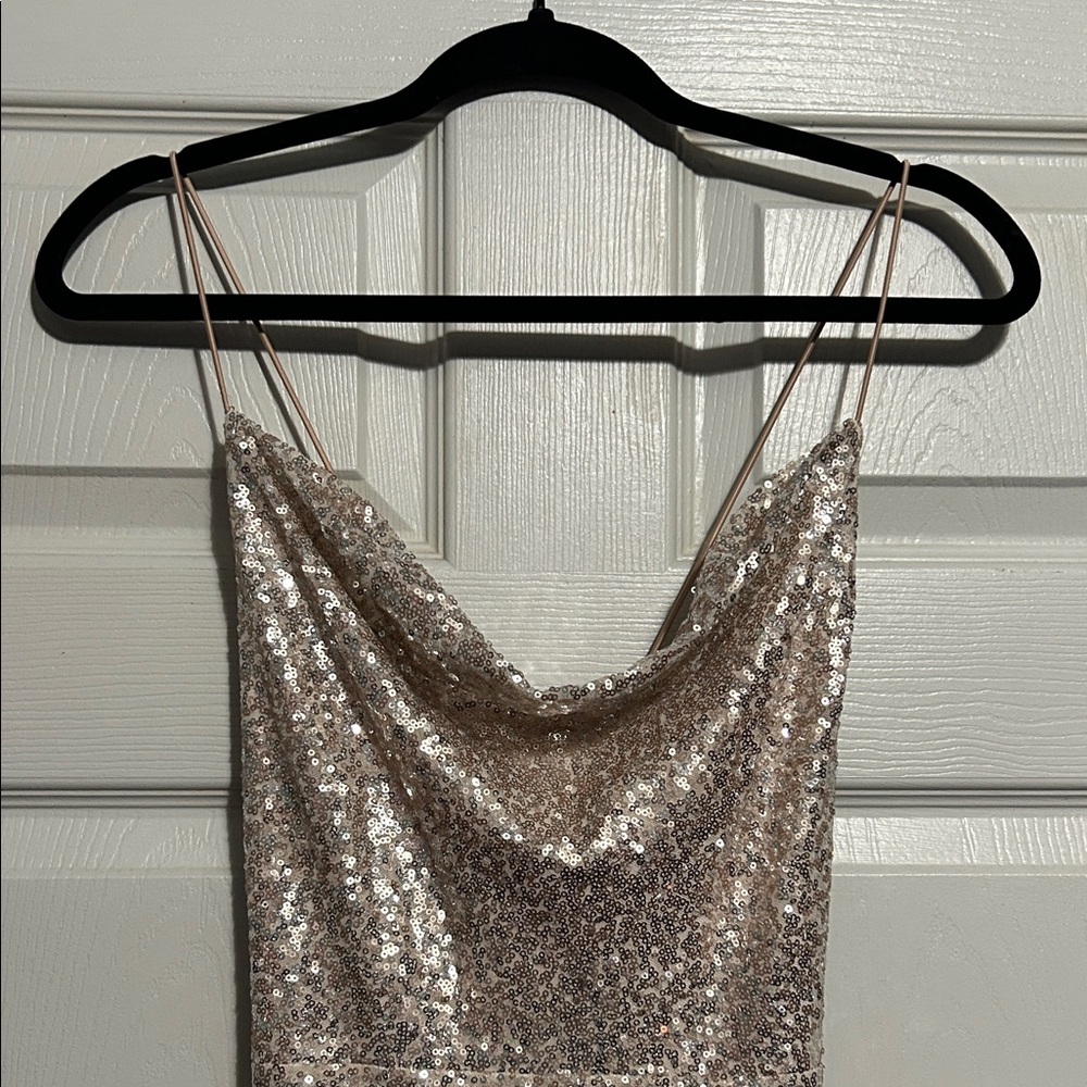 Windsor Silver Sequin Spaghetti Strap Dress